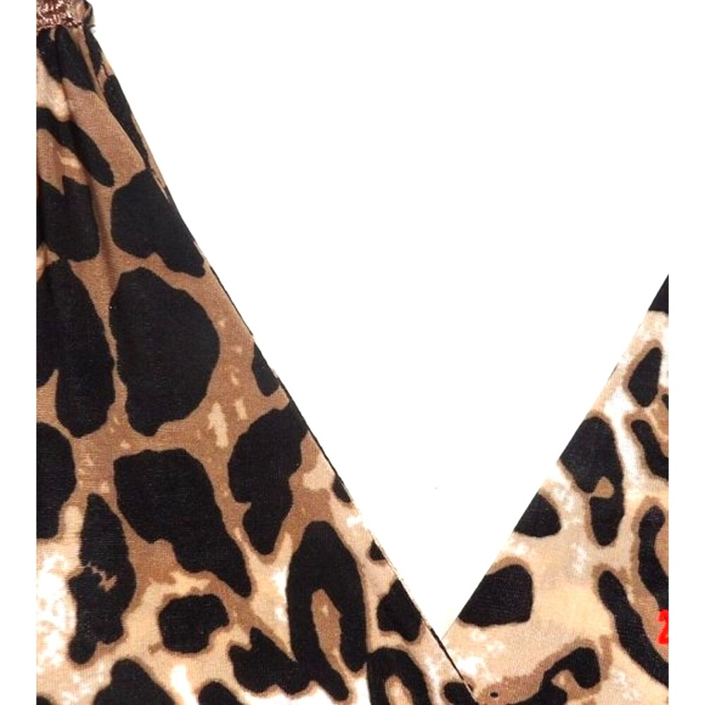 Leopard Print One Piece Jumpsuit Romper Lace Back Size M/L READ Silk Polyester - Picture 2 of 9
